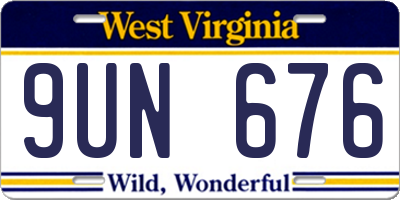 WV license plate 9UN676