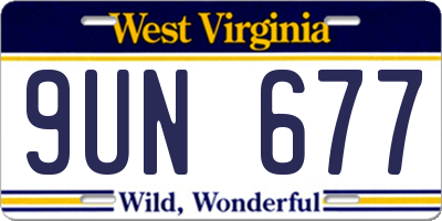 WV license plate 9UN677