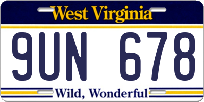 WV license plate 9UN678