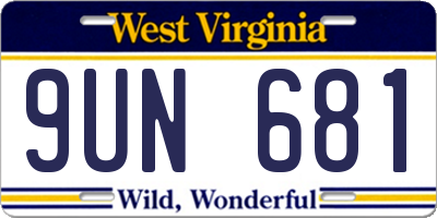 WV license plate 9UN681