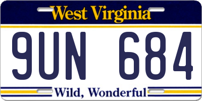WV license plate 9UN684