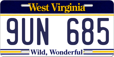 WV license plate 9UN685