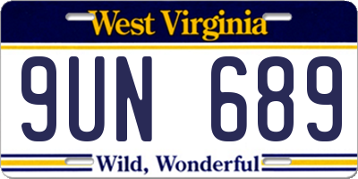 WV license plate 9UN689