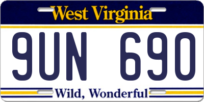 WV license plate 9UN690