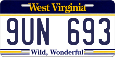 WV license plate 9UN693