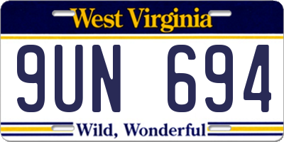 WV license plate 9UN694