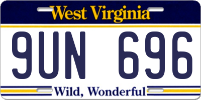 WV license plate 9UN696