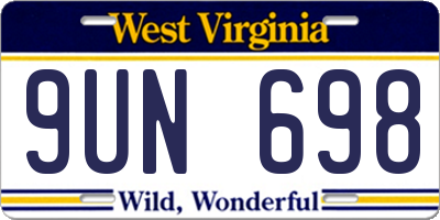 WV license plate 9UN698