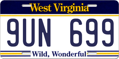 WV license plate 9UN699