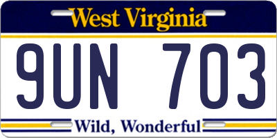 WV license plate 9UN703