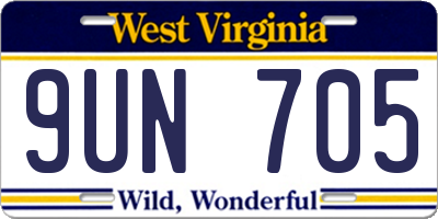 WV license plate 9UN705