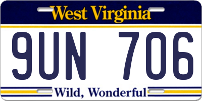 WV license plate 9UN706