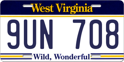 WV license plate 9UN708