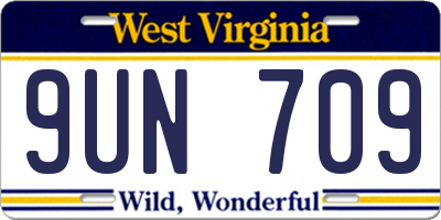 WV license plate 9UN709