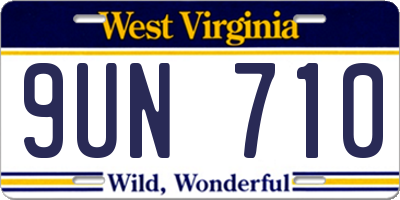 WV license plate 9UN710