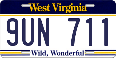 WV license plate 9UN711