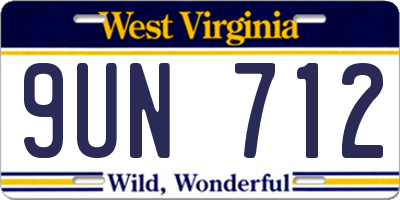 WV license plate 9UN712