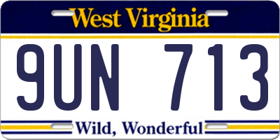 WV license plate 9UN713