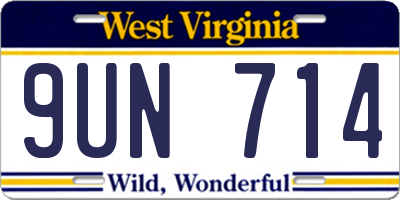 WV license plate 9UN714