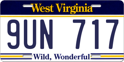 WV license plate 9UN717
