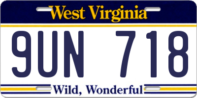 WV license plate 9UN718