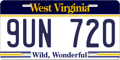 WV license plate 9UN720