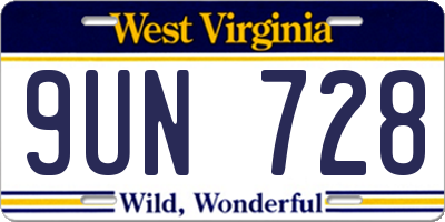 WV license plate 9UN728