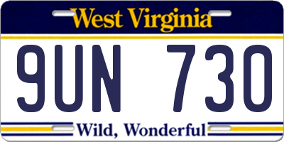 WV license plate 9UN730