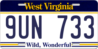 WV license plate 9UN733