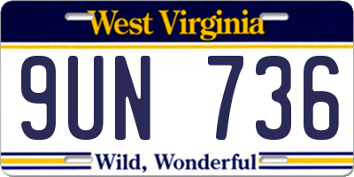WV license plate 9UN736