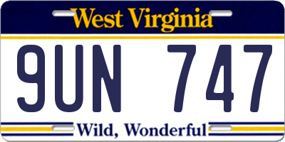 WV license plate 9UN747