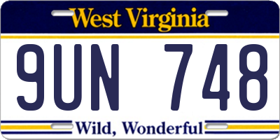 WV license plate 9UN748