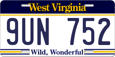 WV license plate 9UN752