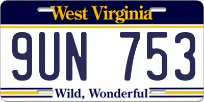 WV license plate 9UN753