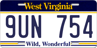 WV license plate 9UN754