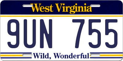 WV license plate 9UN755