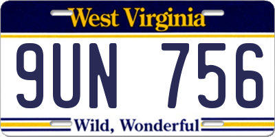 WV license plate 9UN756