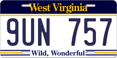 WV license plate 9UN757