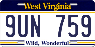 WV license plate 9UN759