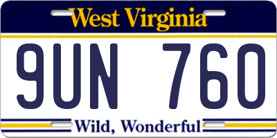 WV license plate 9UN760