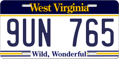 WV license plate 9UN765