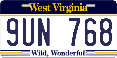 WV license plate 9UN768