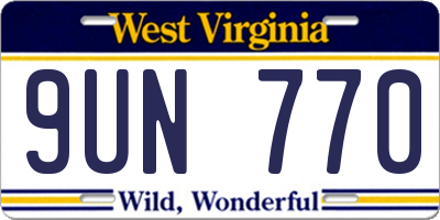 WV license plate 9UN770