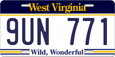 WV license plate 9UN771