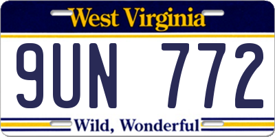 WV license plate 9UN772