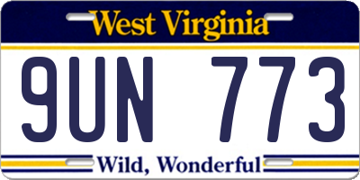 WV license plate 9UN773
