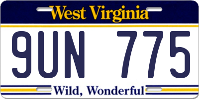 WV license plate 9UN775