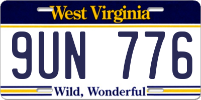 WV license plate 9UN776