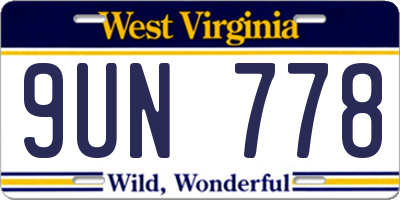 WV license plate 9UN778