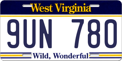 WV license plate 9UN780
